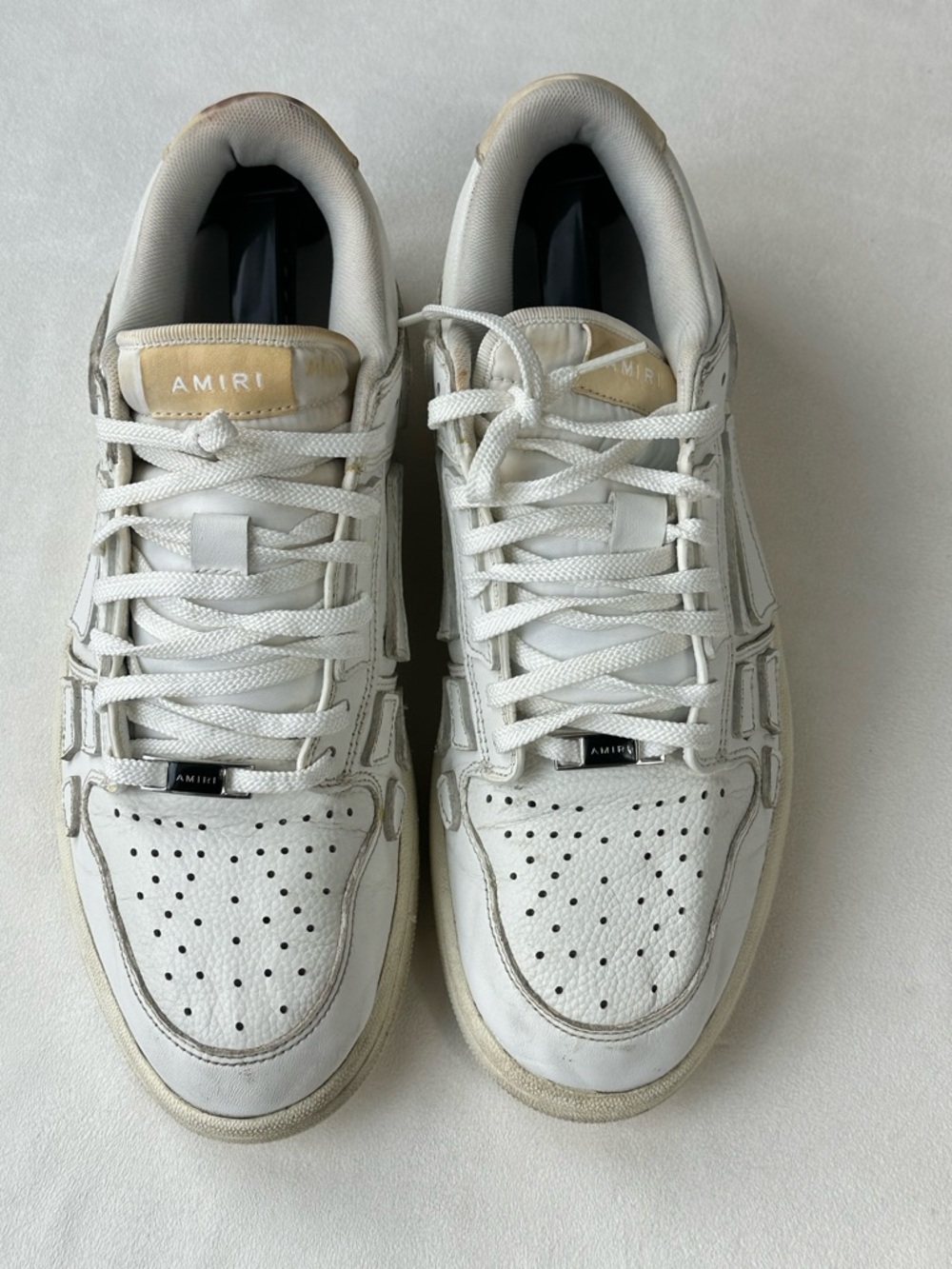 AMIRI White and Off-White Leather Low-Top Sneakers